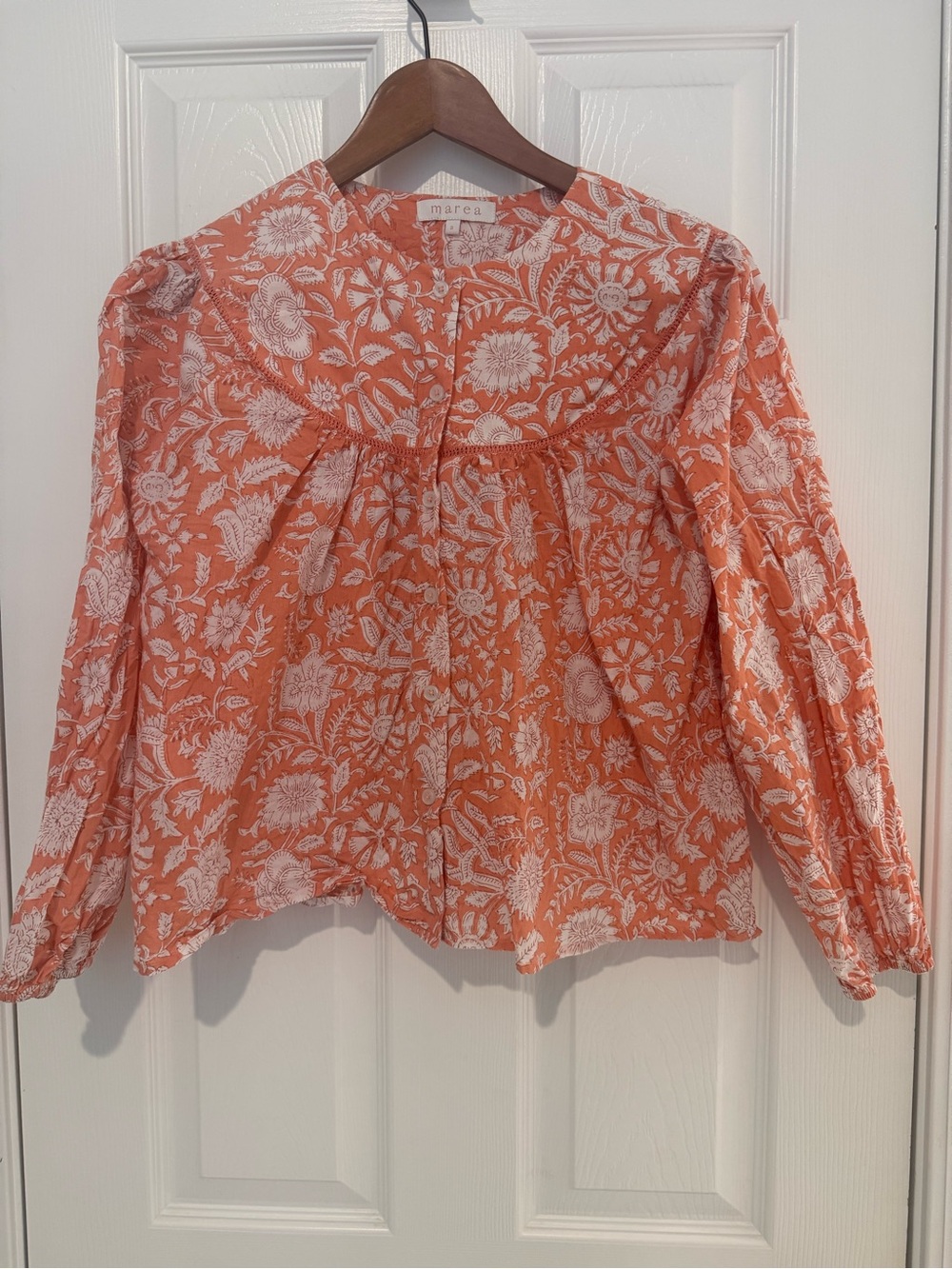 Marea Coral Floral Peasant Blouse by Marcea